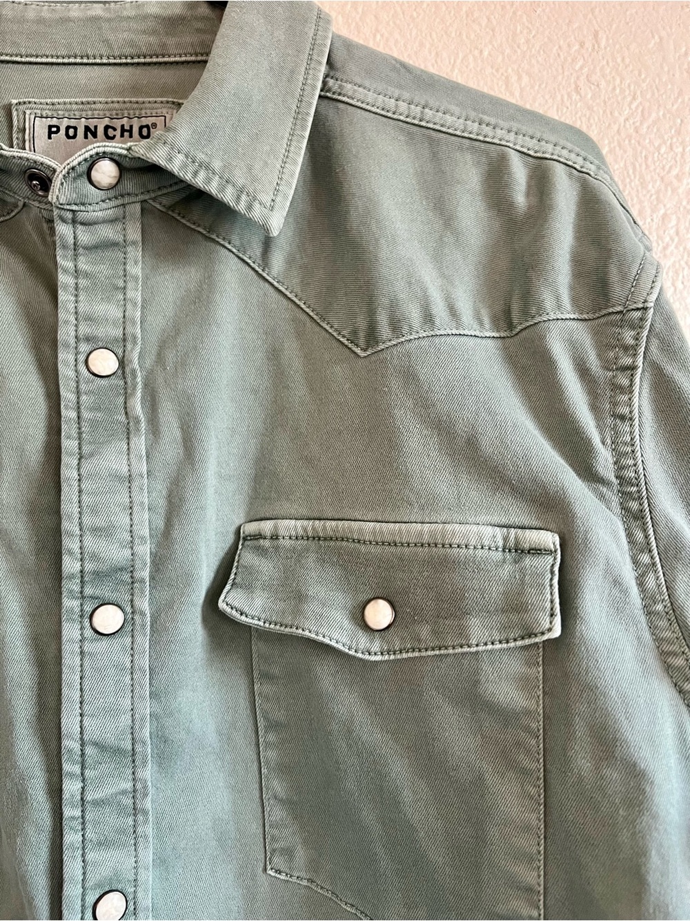 Men's Poncho Sage Brush Ventura Denim Button-Front Work Shirt - Picture 6 of 8